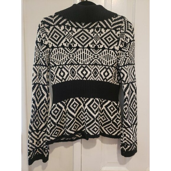 White House Black Market Sweater Cardigan WHBM Geometric Print Shawl Collar XS - Picture 9 of 12
